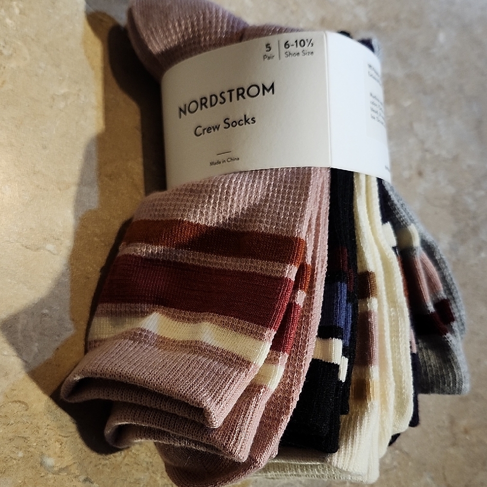 Nordstrom Crew Sock 5 Pack Multi Color Stripe
